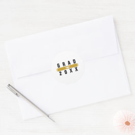 Graduation Diploma Black & Gold Envelope Seal ラウンドシール