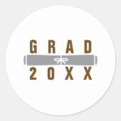 Graduation Diploma Brown & Silver Envelope Seal ラウンドシール (正面)