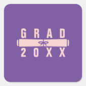 Graduation Diploma Pink & Purple Envelope Seal スクエアシール (正面)