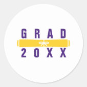 Graduation Diploma Purple & Gold Envelope Seal ラウンドシール (正面)