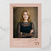 Graduation Era Minimal Graduate Photo Announcement 箔招待状 (正面)