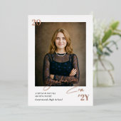 Graduation Era Minimal Graduate Photo Announcement 箔招待状 (立ち正面)