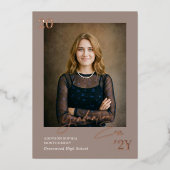 Graduation Era Minimal Graduate Photo Announcement 箔招待状 (正面)