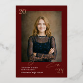 Graduation Era Minimal Graduate Photo Announcement 箔招待状 (正面)