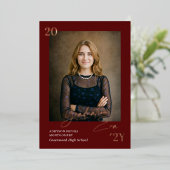 Graduation Era Minimal Graduate Photo Announcement 箔招待状 (立ち正面)