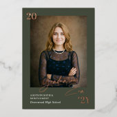 Graduation Era Minimal Graduate Photo Announcement 箔招待状 (正面)