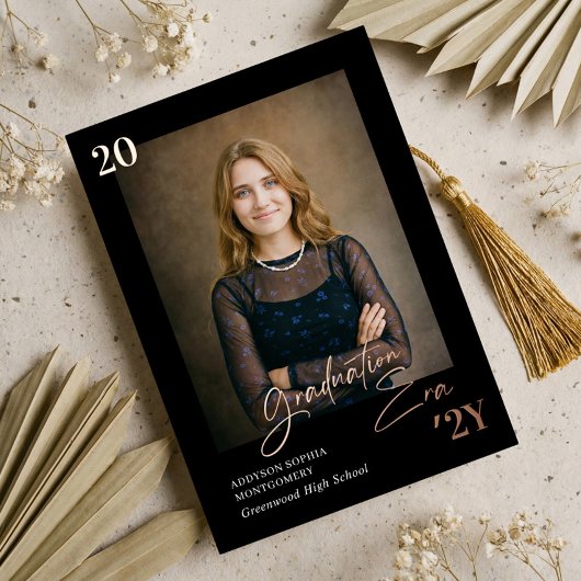 Graduation Era Minimal Graduate Photo Announcement 箔招待状