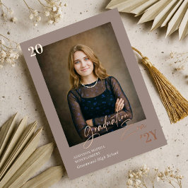 Graduation Era Minimal Graduate Photo Announcement 箔招待状