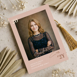 Graduation Era Minimal Graduate Photo Announcement 箔招待状