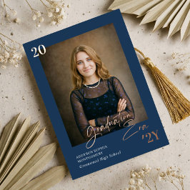 Graduation Era Minimal Graduate Photo Announcement 箔招待状