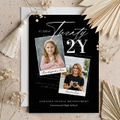 Graduation Era Modern Retro Then & Now Grad Photo 招待状