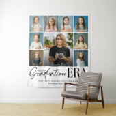 Graduation Era Then & Now Grad Photo Collage Party タペストリー (インサイチュ)
