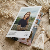 Graduation Era Then & Now Grad Photo Collage Party 三つ折り招待状