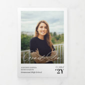 Graduation Era Then & Now Grad Photo Collage Party 三つ折り招待状 (カバー)