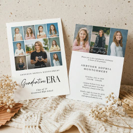 Graduation Era Then & Now Grad Photo Collage Party 招待状