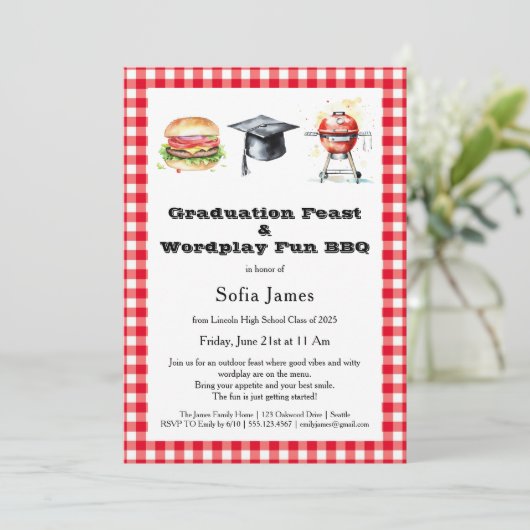 Graduation Feast & Wordplay Fun BBQ Party 招待状 (スタンド正面)