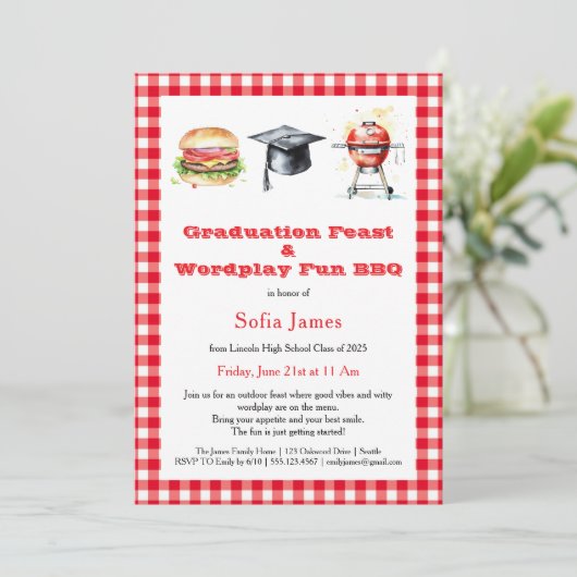 Graduation Feast & Wordplay Fun BBQ Party 招待状 (スタンド正面)