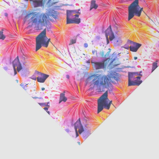 Graduation Fireworks Pattern with Tossed Caps 薄葉紙 (詳細)
