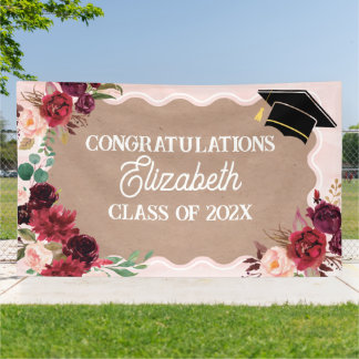 Graduation floral craft party banner 横断幕