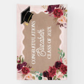 Graduation floral craft party banner 横断幕 (縦)