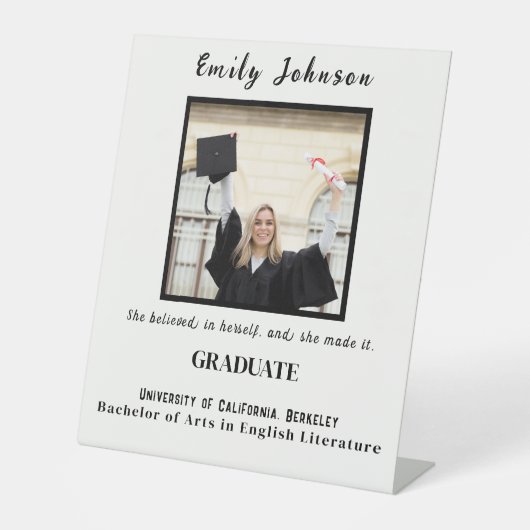 Graduation gift for Her, Graduation Photo Frame 台座サイン (正面)