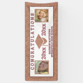 Graduation Glam Rose Gold Congratulations Photo 横断幕 (縦)