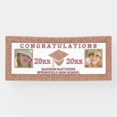 Graduation Glam Rose Gold Congratulations Photo 横断幕 (横)