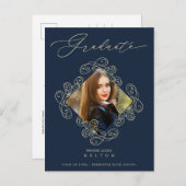 Graduation Gold Diamond Flourish Photo Invitation ポストカード (正面/裏面)
