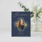 Graduation Gold Diamond Flourish Photo Invitation ポストカード (スタンド正面)
