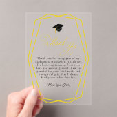 Graduation Gold lines and Grad cap Thank You card アクリル招待状 (インサイチュ (ポータブル))