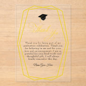 Graduation Gold lines and Grad cap Thank You card アクリル招待状 (正面)