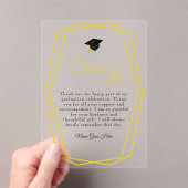 Graduation Gold lines and Grad cap Thank You card アクリル招待状 (インサイチュ (ポータブル))