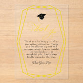 Graduation Gold lines and Grad cap Thank You card アクリル招待状 (正面)