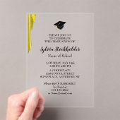 Graduation Gold Satin and Grad cap Acrylic アクリル招待状 (インサイチュ (ポータブル))