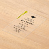 Graduation Gold Satin and Grad cap Acrylic アクリル招待状 (レイダウン)