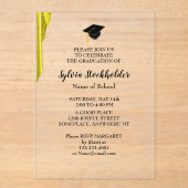 Graduation Gold Satin and Grad cap Acrylic アクリル招待状 (正面)