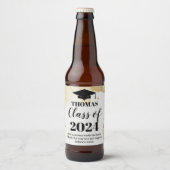 GRADUATION gold watercolor black text wine label ビールラベル (正面)