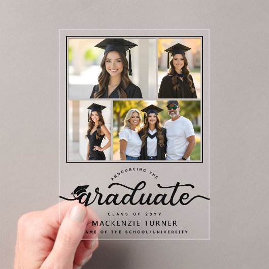Graduation Grad Photo Collage Acrylic Announcement アクリル招待状 (インサイチュ (ポータブル))