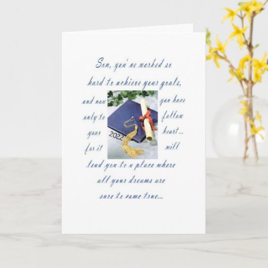 Graduation-Grandson, Happy Graduation Card カード (黄色い花)