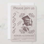 Graduation grayed backdrop custom photo 招待状 (正面)