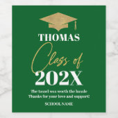 Graduation green and gold wine label ワインラベル (シングルラベル)