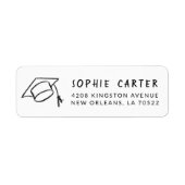 Graduation Hand-Drawn Mortarboard Return Address ラベル (正面)