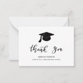 Graduation Hat Chic Modern Script Thank You Note ノートカード (正面)