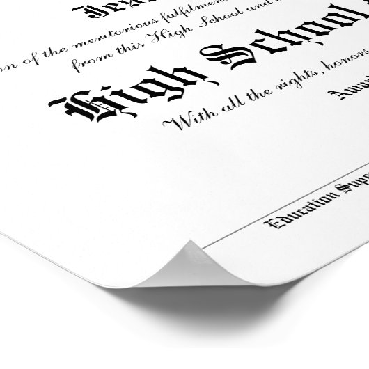 Graduation High School Graduate Diploma ポスター (角)