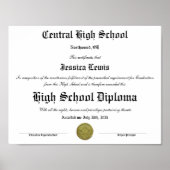 Graduation High School Graduate Diploma ポスター (正面)