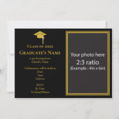 Graduation Invitation w/ Mortarboard (Gold Themed) 招待状 (正面)