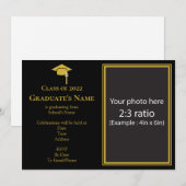 Graduation Invitation w/ Mortarboard (Gold Themed) 招待状 (正面/裏面)