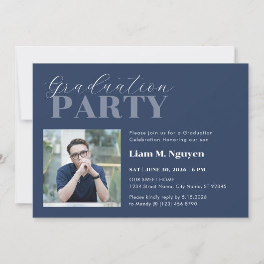 Graduation invitation with 2 Photos 招待状 (裏面)