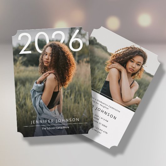 Graduation Invitation with 2 photos 招待状