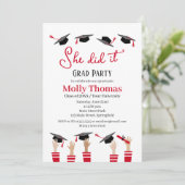 Graduation Invite Red Grad Party Invitation 招待状 (スタンド正面)